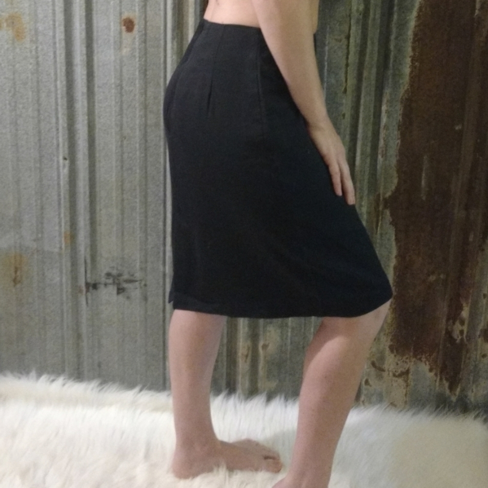 VINTAGE Black High Waisted A-line Skirt
